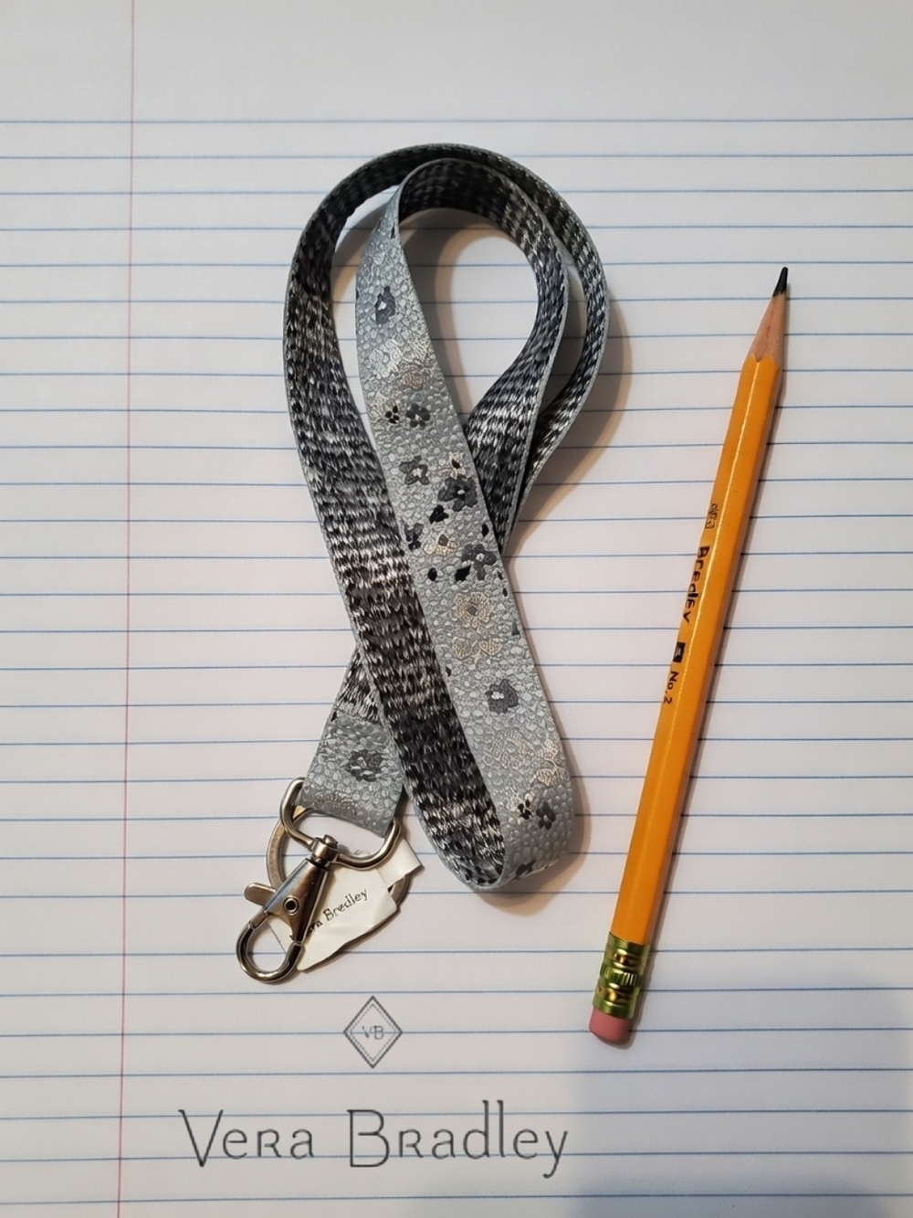 Floral Lanyard - Floating Ditsy Blue with shimmer with Silver Hardware